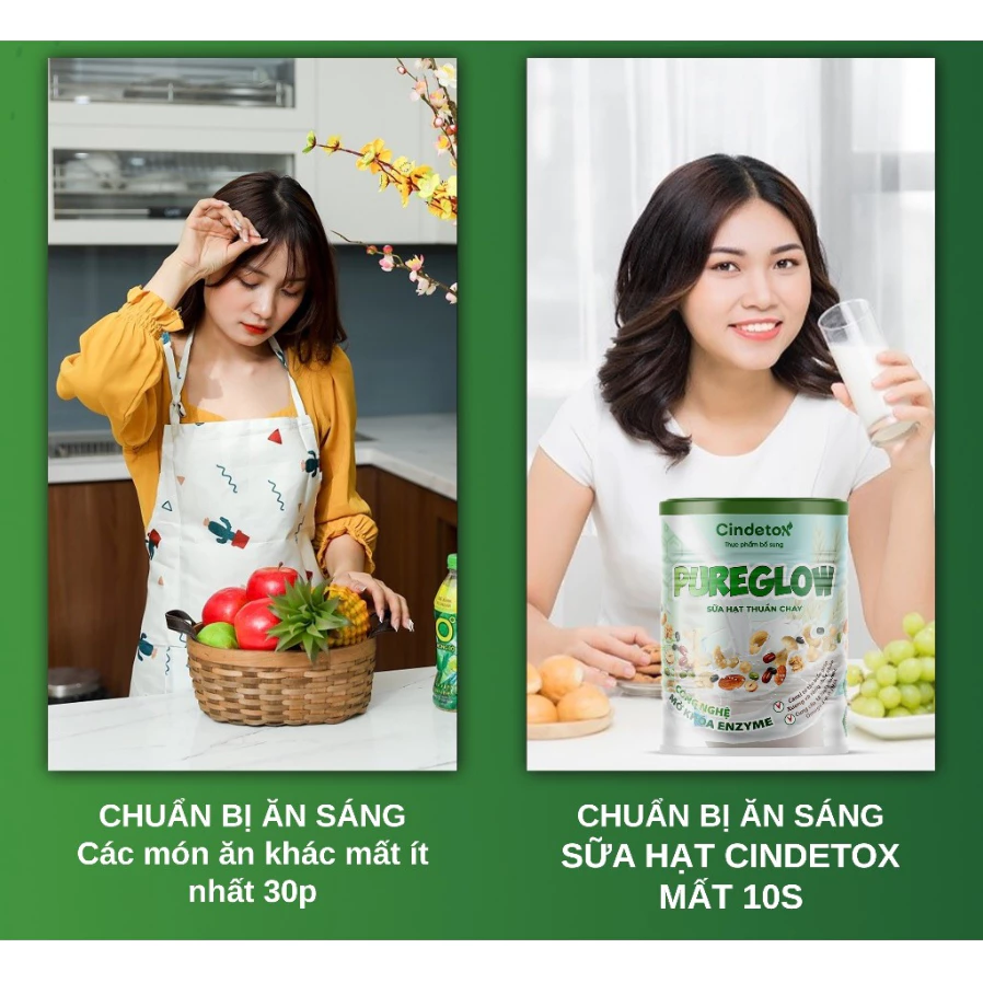 Sữa hạt thuần chay Cindetox 400gr: tăng cường sức khỏe, vị thơm ngon, dễ uống, dễ hấp thụ