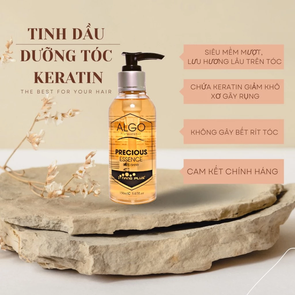 Tinh dầu Keratin Algo tái tạo cấu trúc tóc Precious Essence: Phục hồi Keratin, ngừa khô xơ, gãy rụng