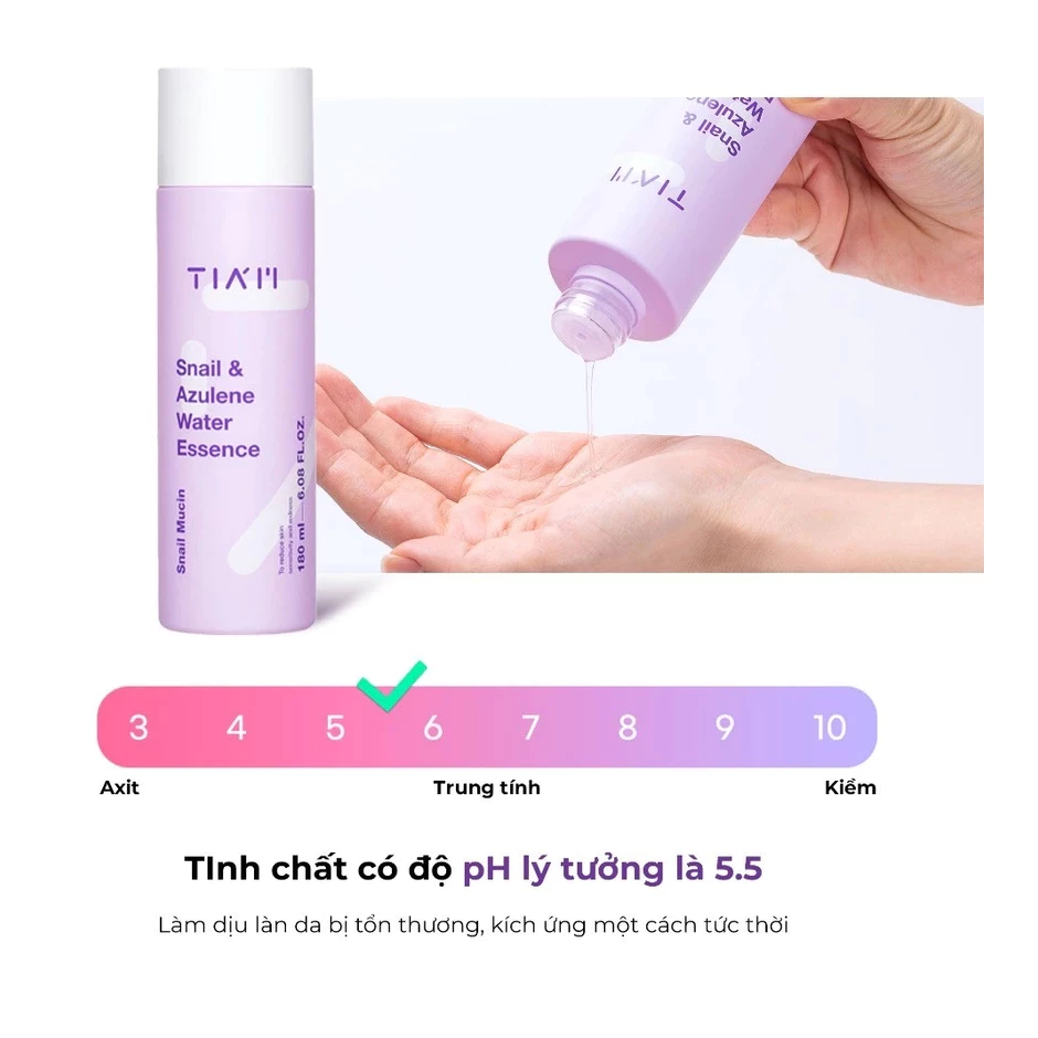 Tinh Chất Dịch Lọc Ốc Sên TIAM phục hồi da nhạy cảm TIAM Snail & Azulene Water Essence 180ml