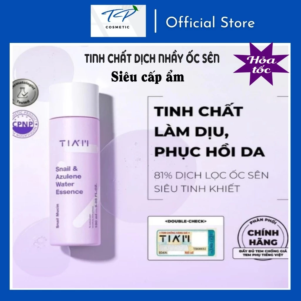 Tinh Chất Dịch Lọc Ốc Sên TIAM phục hồi da nhạy cảm TIAM Snail & Azulene Water Essence 180ml