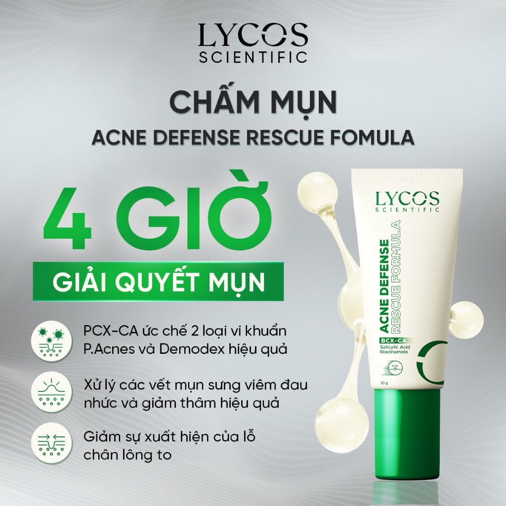 Kem Chấm Mụn 4H Lycos Giảm Sưng Viêm, Kháng Khuẩn & Gom Cồi Acne Defense Rescue Formula Lycos – 10g