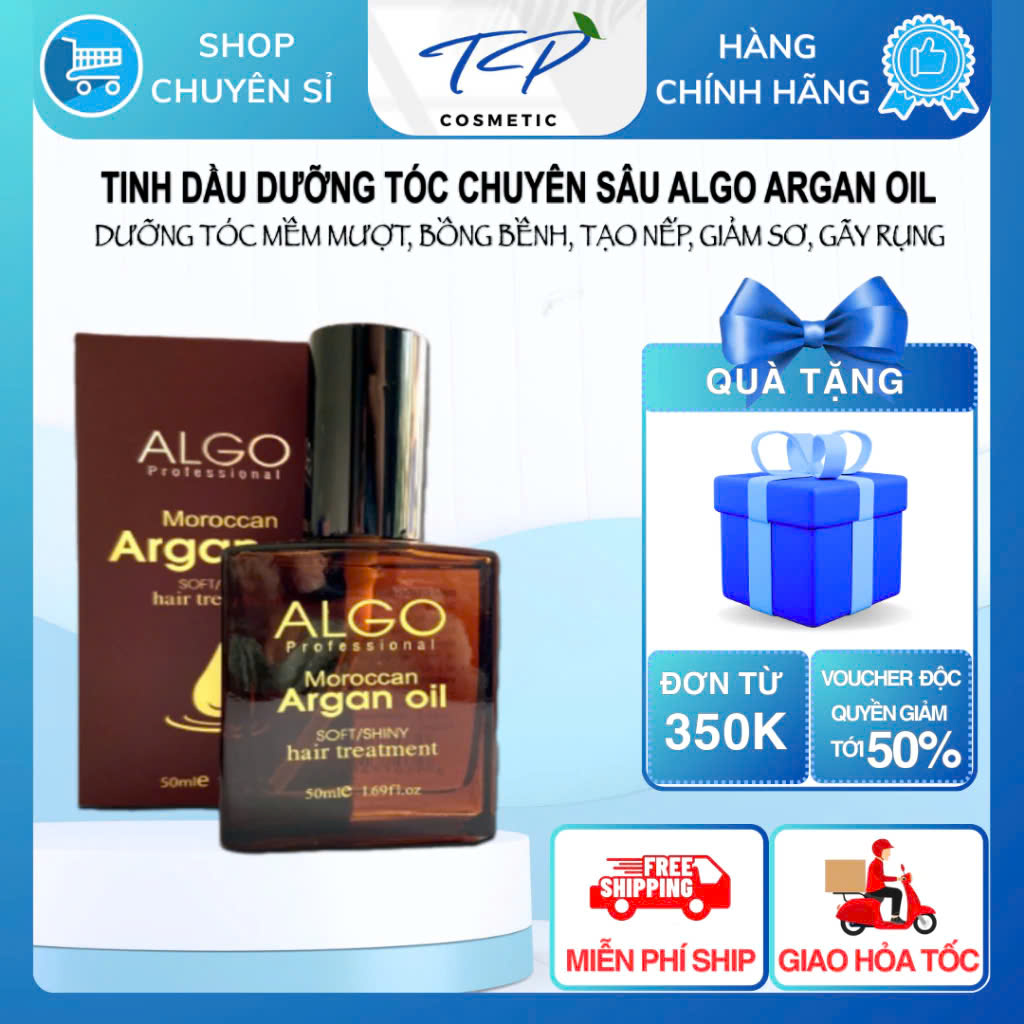 Serum Algo Tinh Dầu Algo Moroccan Argan oil 50ml xử lý tóc hư tổn : dưỡng ẩm tóc khô, xoăn, hư tổn