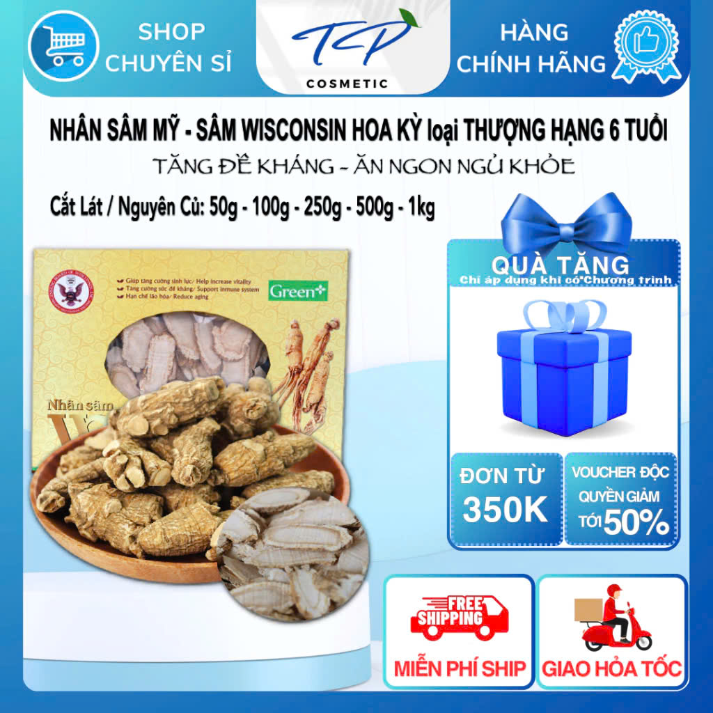 [Chính hãng] Nhân Sâm Wisconsin Hoa Kỳ (Sâm Mỹ) Cắt Lát: Bồi Bổ Sức Khỏe, Tăng Sức Đề Kháng, Điều Hòa Lipid Máu.