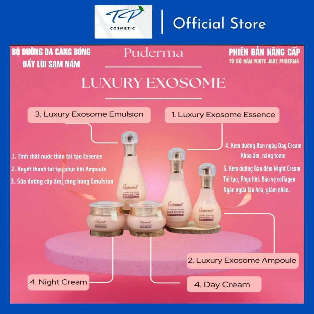 Tinh chất Nước Thần Luxury Exosome Essence Puderma - Phiên bản nâng cấp từ Toner Puderma White Jade