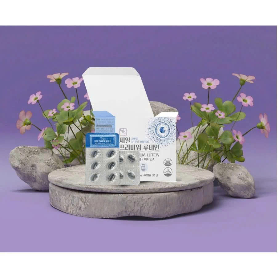 Viên Uống Bổ Mắt Hàn Quốc Jeil Premium Lutein Puderma hộp 60 viên: giảm mỏi mắt, cải thiện tầm nhìn