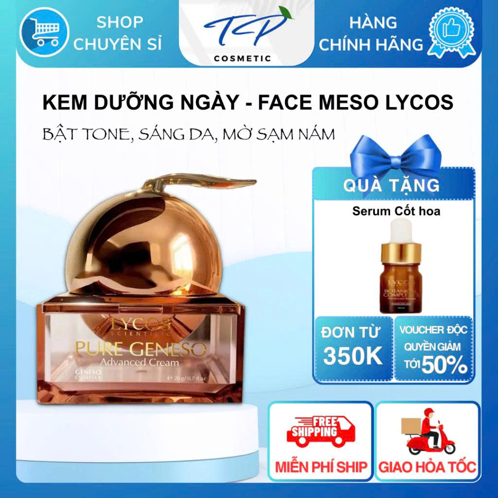 [MUA 1 ĐƯỢC 2] Kem Face Meso Tế Bào Gốc Pure Geneso Advanced Cream Lycos 20g: Sáng mịn, bật tone