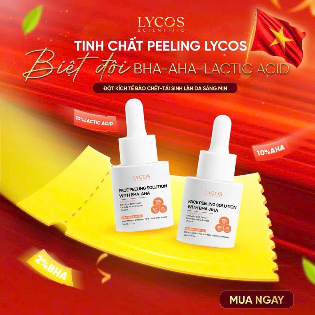 Combo Sáng Da Mờ Nám Lycos : Tinh chất Peel Da Lycos + Kem Nám Đêm Lycos - Xóa nhăn, nám tàn nhang