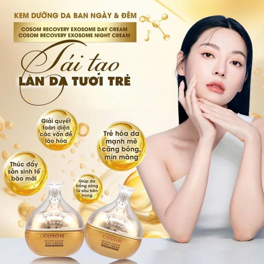 Kem Dưỡng Trắng Phục Hồi Da Ban Đêm COSOM Luxury Exosome – tái tạo, trẻ hóa vượt trội, mờ thâm nám