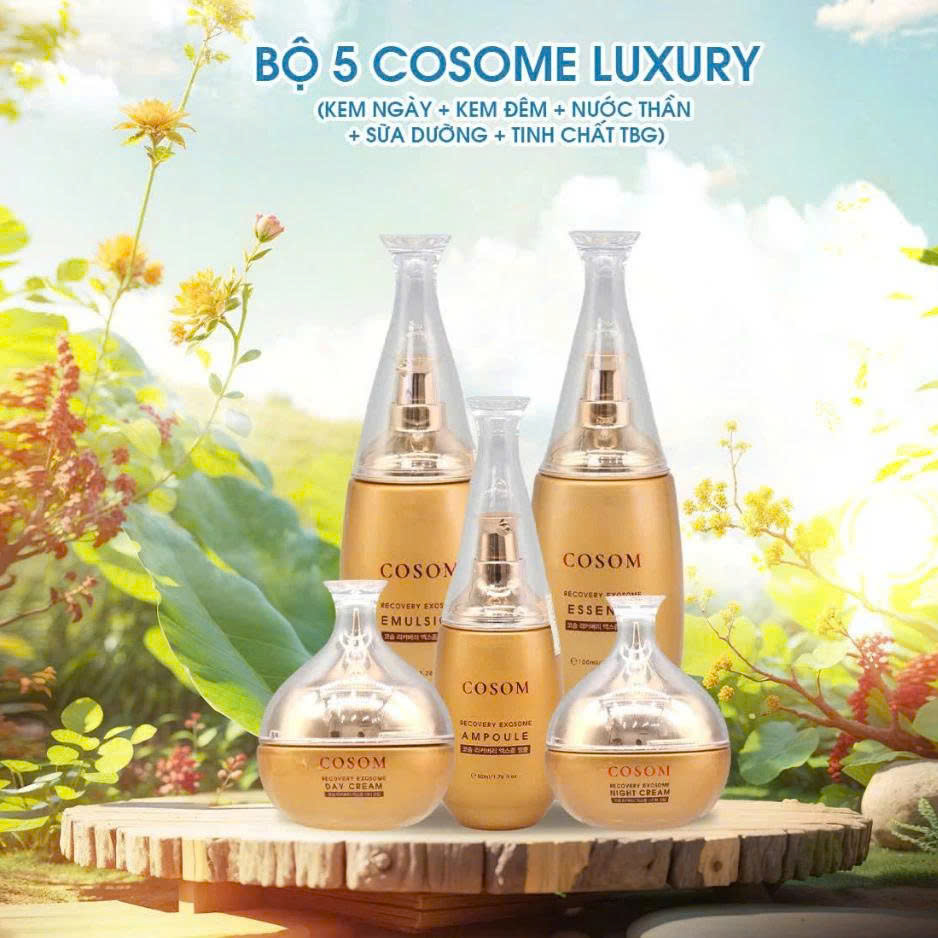 Tinh chất Nước Thần COSOM Luxury Exosome Essence - Cấp ẩm đa tầng, tái tạo phục hồi, mờ thâm sạm nám