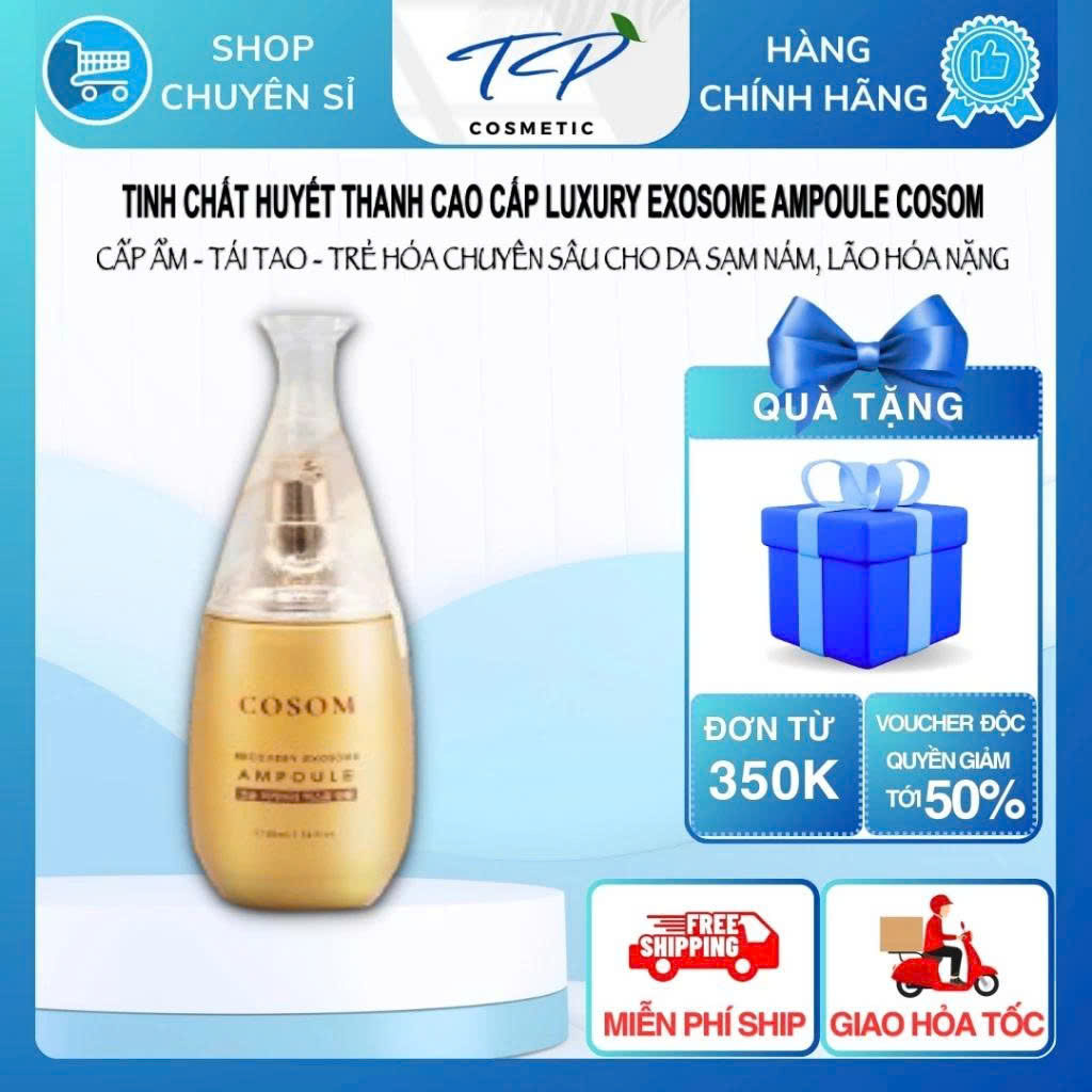 Tinh chất Huyết Thanh Tế Bào Gốc COSOM Luxury Exosome Ampoule 50ml – Dưỡng ẩm, phục hồi, trẻ hóa da