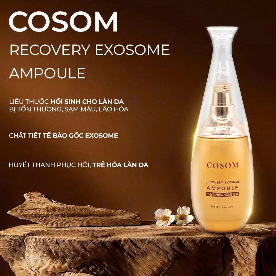 Tinh chất Huyết Thanh Tế Bào Gốc COSOM Luxury Exosome Ampoule 50ml – Dưỡng ẩm, phục hồi, trẻ hóa da