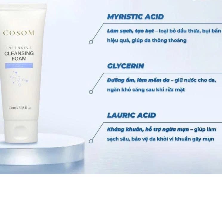 Sữa Rửa Mặt Trắng Da Hàn Quốc COSOM INTENSIVE CLEANSING FOAM: Sạch sâu – Dưỡng ẩm – Giữ da mịn màng.