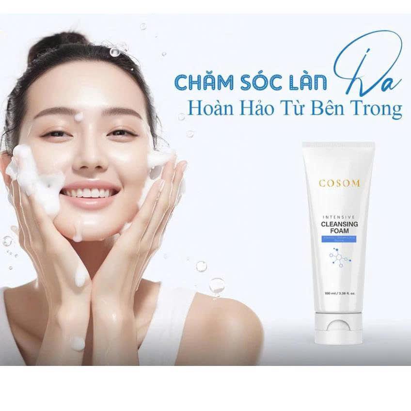 Sữa Rửa Mặt Trắng Da Hàn Quốc COSOM INTENSIVE CLEANSING FOAM: Sạch sâu – Dưỡng ẩm – Giữ da mịn màng.