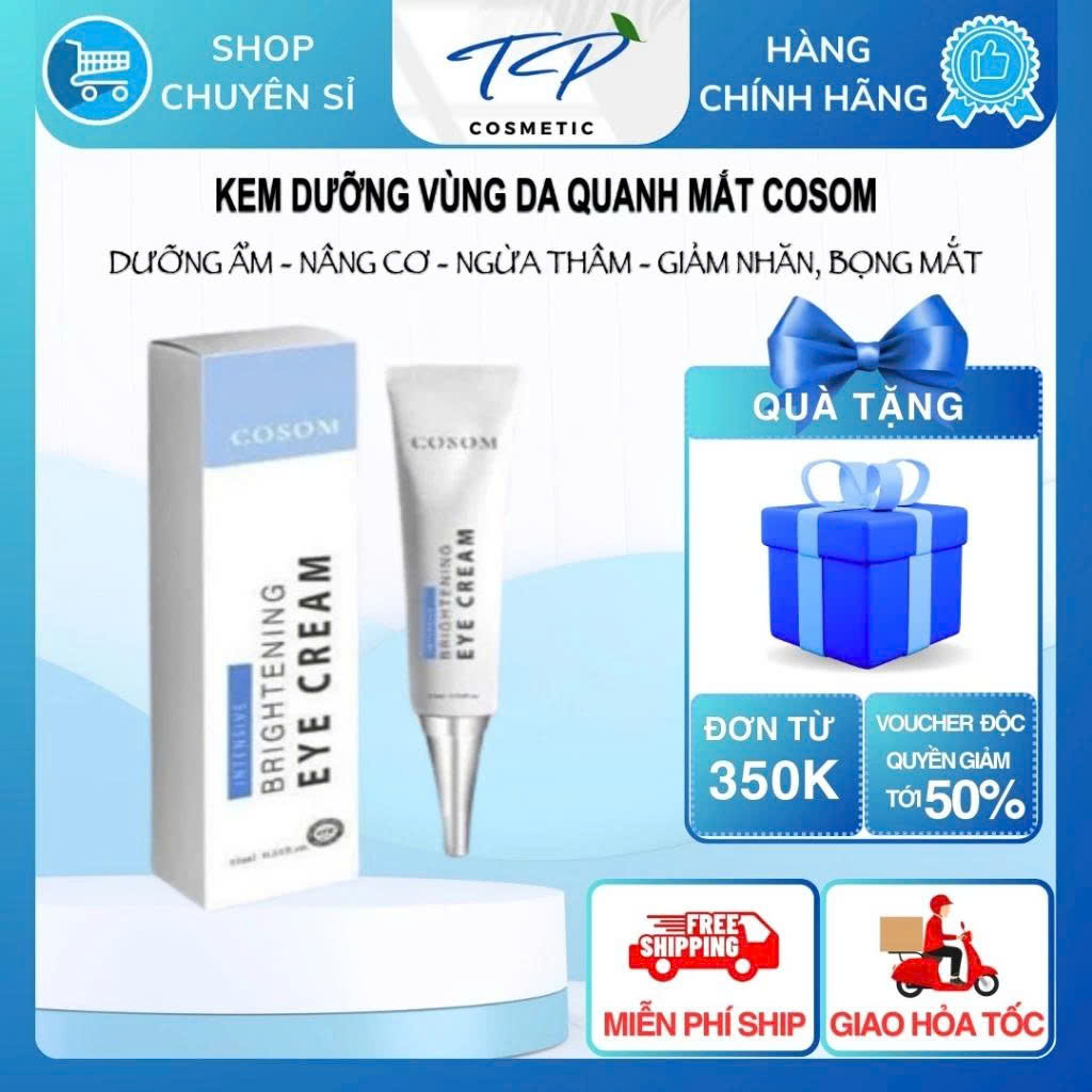 Kem Dưỡng Da Mắt COSOM INTENSIVE BRIGHTENING EYE CREAM (15ml) : giảm nhăn, thâm quầng, bọng mắt