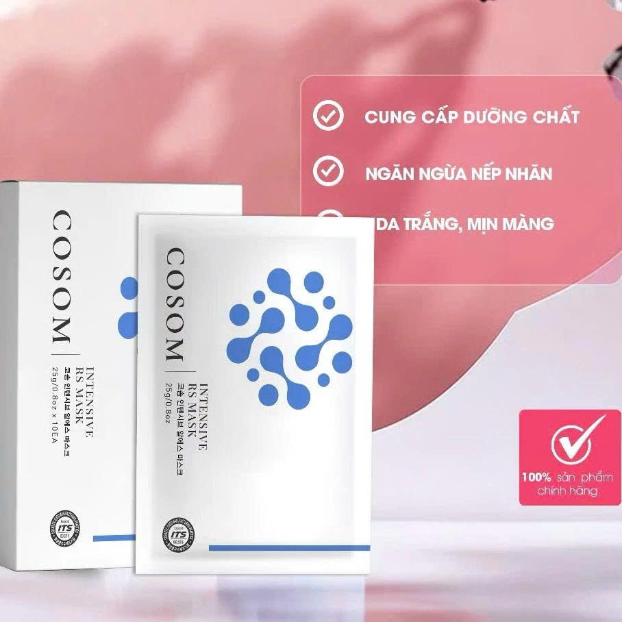 Mặt Nạ Cấp Ẩm Sáng Da Cosom INTENSIVE RS MASK Hàn Quốc - Hộp 5 miếng : Dưỡng trắng phục hồi da.