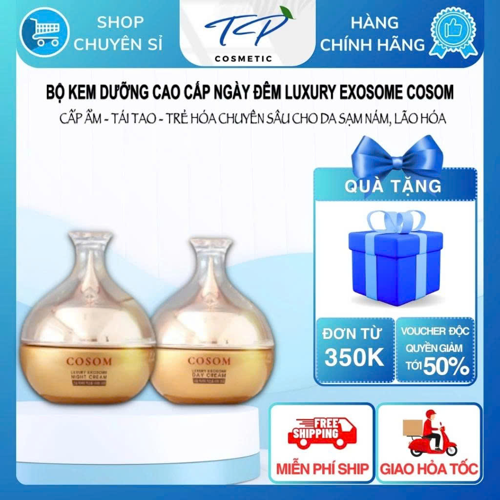 Bộ Kem Dưỡng Da Cao Cấp COSOM Luxury Exosome – Tái tạo phục hồi da sạm nám, tàn nhang, da lão hóa.
