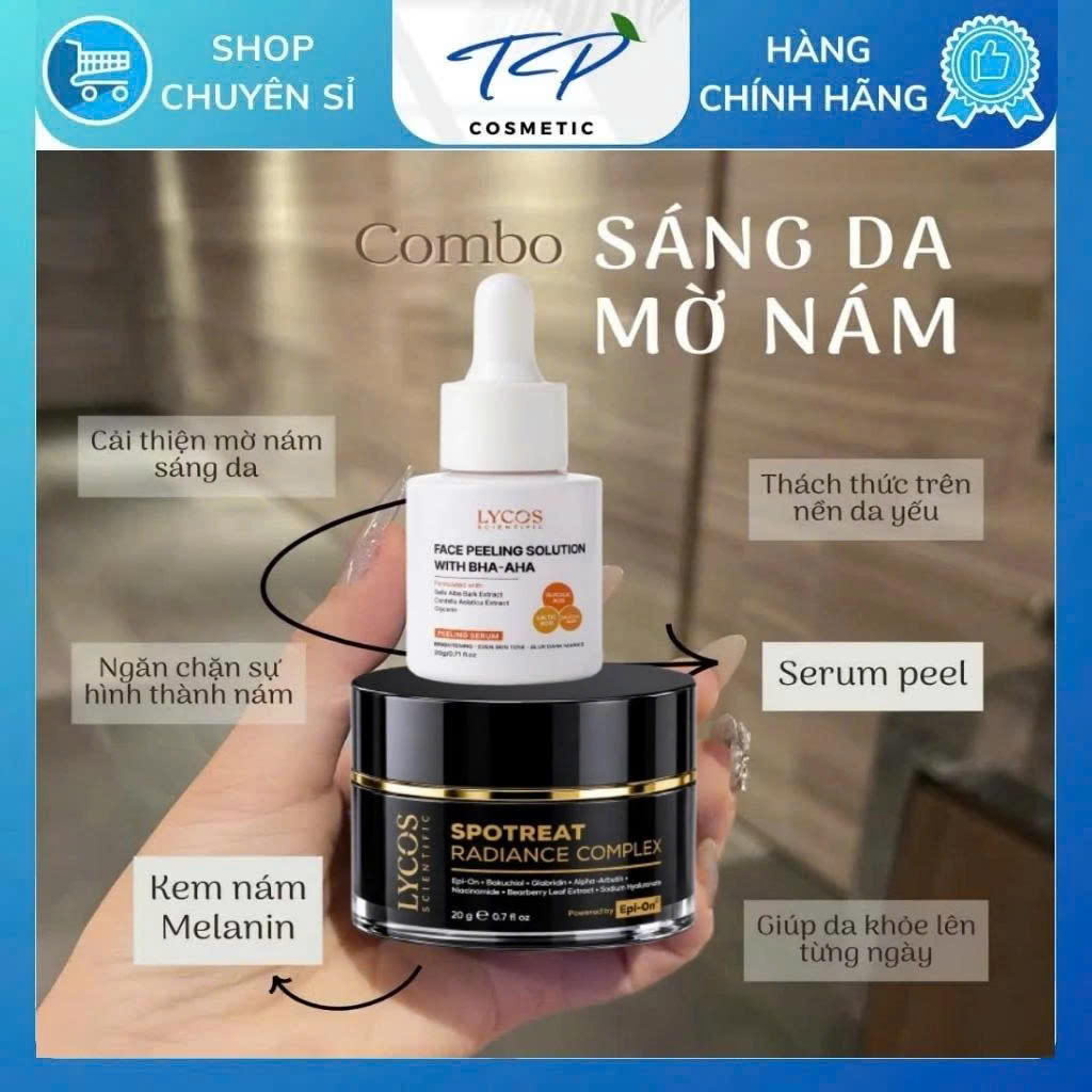 Combo Sáng Da Mờ Nám Lycos : Tinh chất Peel Da Lycos + Kem Nám Đêm Lycos - Xóa nhăn, nám tàn nhang