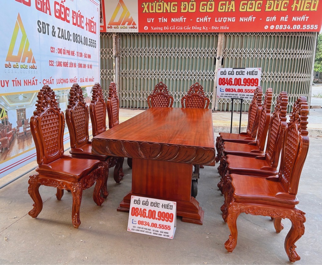 Bộ Bàn Ăn 10 Ghế Nguyên Khối(Bán Về Gia Lâm HN)