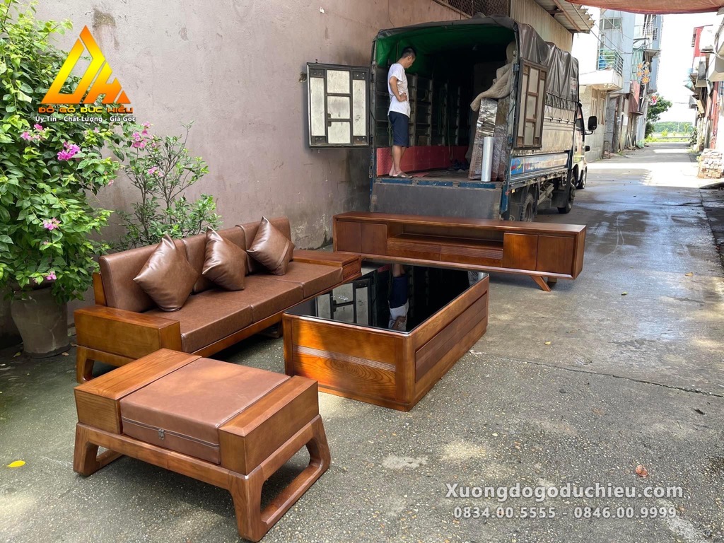 Combo Sofa sồi nhỏ + kệ tivi