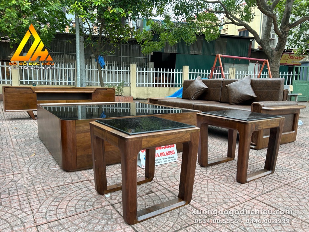 Combo Sofa Kệ Tivi gỗ óc chó(Lào Cai)