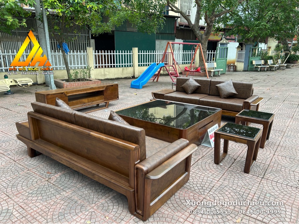 Combo Sofa Kệ Tivi gỗ óc chó(Lào Cai)