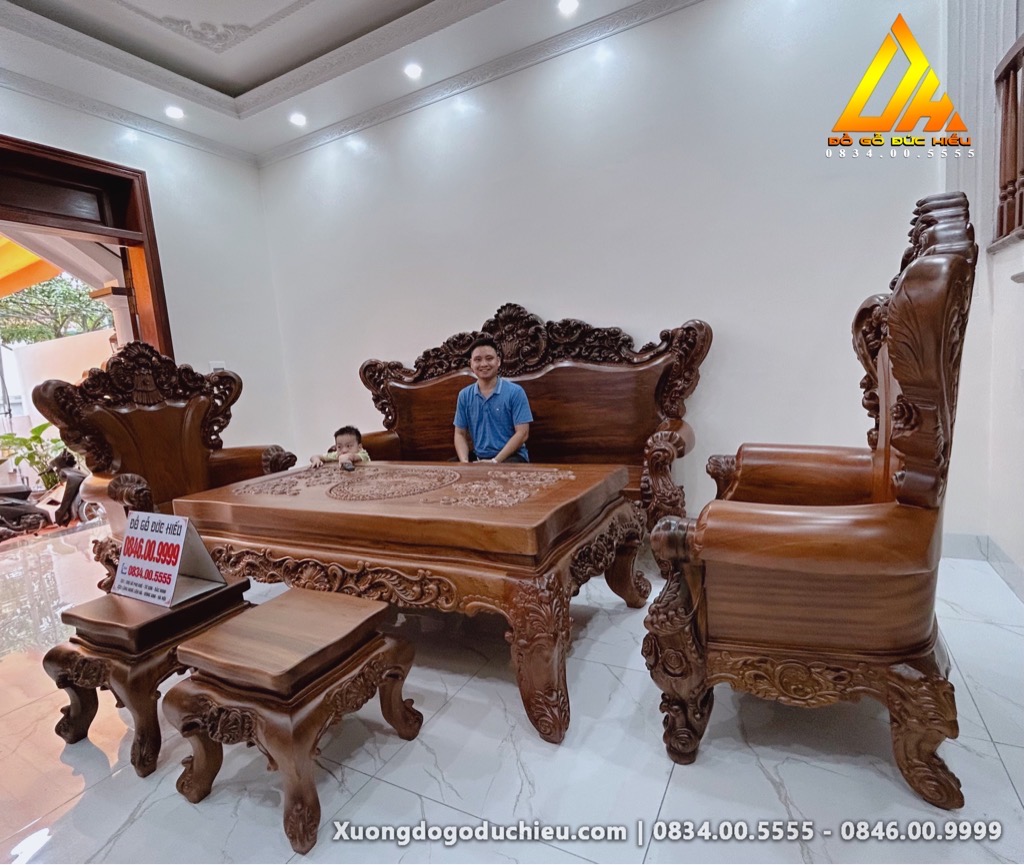 Bộ 6 món Gõ Đỏ phun màu hạt dẻ(Bán về Đông Anh HN)