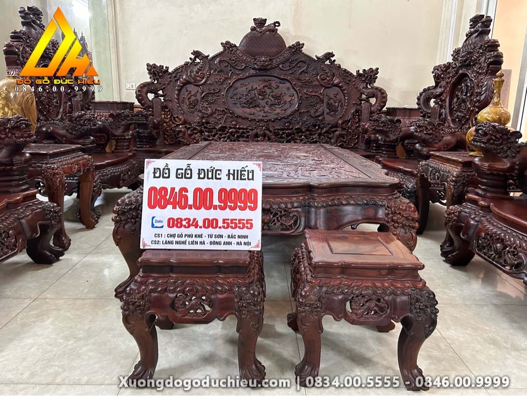 Bộ Rồng Bảo Đỉnh gỗ Cẩm Lai Lào