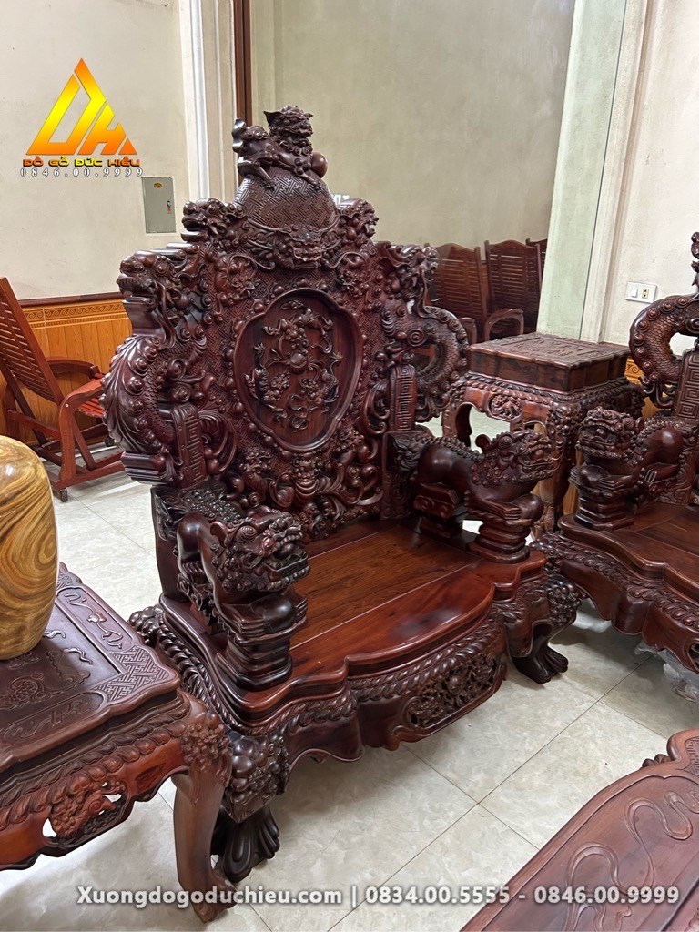 Bộ Rồng Bảo Đỉnh gỗ Cẩm Lai Lào