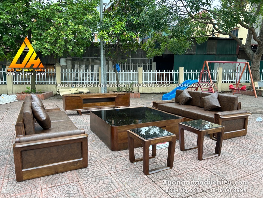 Combo Sofa Kệ Tivi gỗ óc chó(Lào Cai)