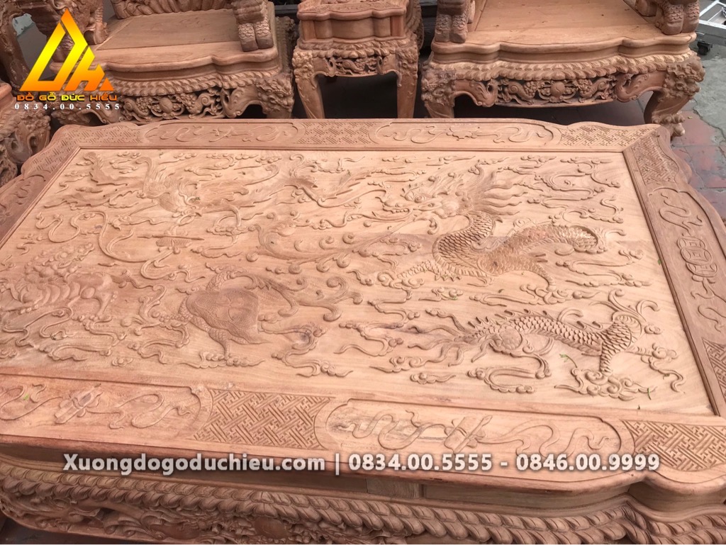 Bộ Cửu Long Bát Mã gỗ gõ đỏ