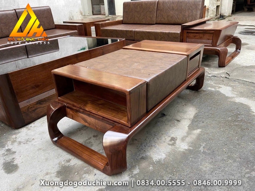 Bộ Sofa Chân Xoắn gỗ óc chó nhập khẩu