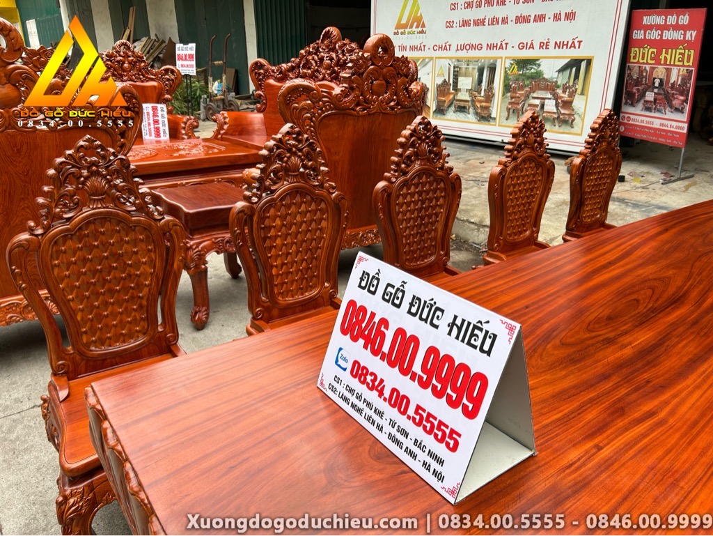 Bộ Bàn Ăn 12 Ghế 3m2 x 1m (Nguyên Khối bán về Nam Định)