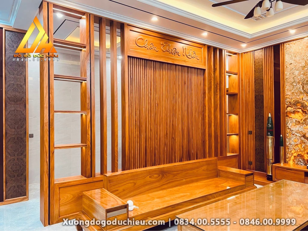 Combo Vách Kệ & Sofa Gõ Đỏ