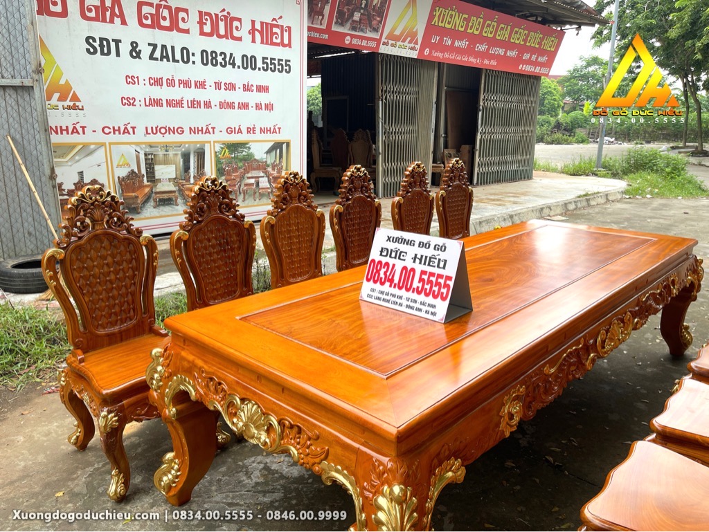 Bàn Ăn Dát Vàng 12 Ghế Louis(Bán về Thanh Hoá)