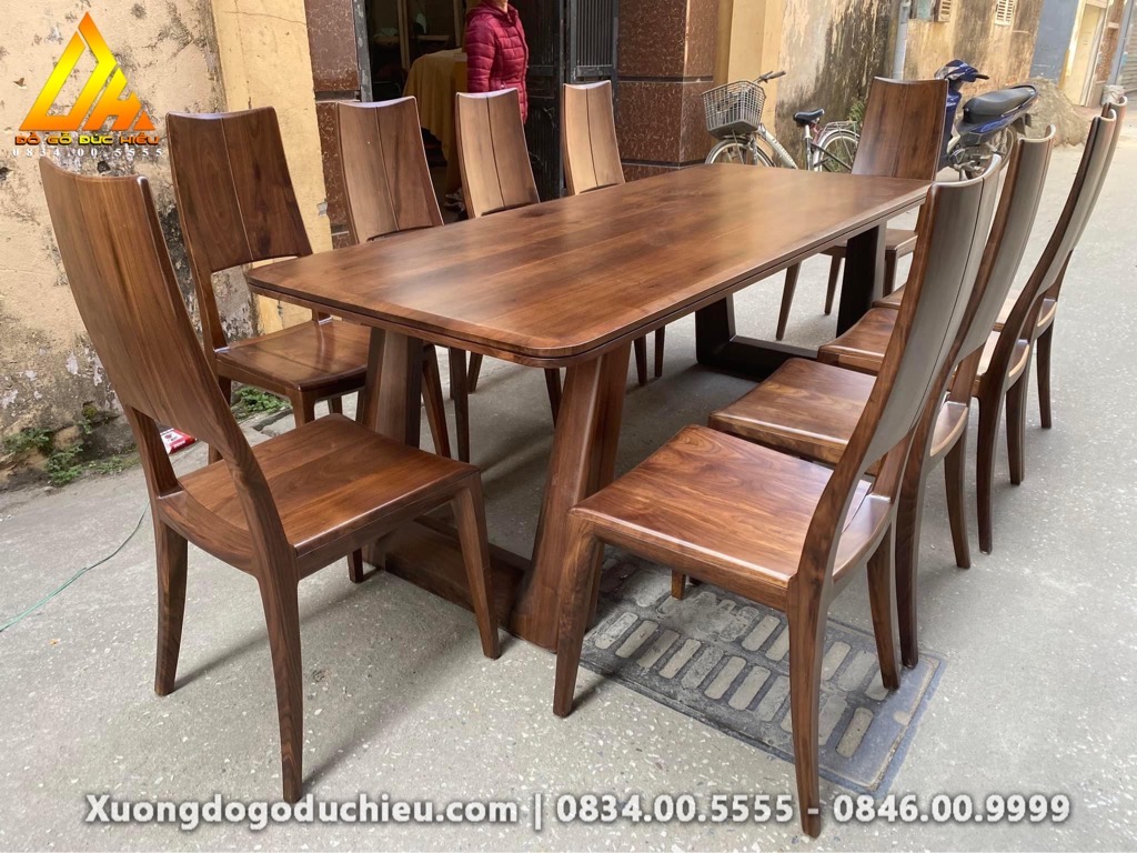 Bộ Bàn Ăn 10 ghế gỗ Óc Chó(Bán về Việt Trì Phú Thọ)