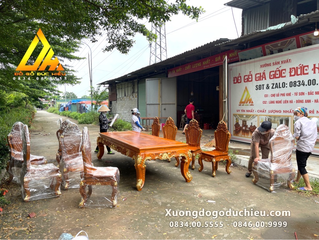 Bàn Ăn Dát Vàng 12 Ghế Louis(Bán về Thanh Hoá)