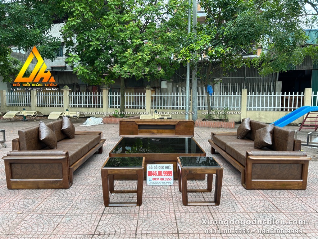 Combo Sofa Kệ Tivi gỗ óc chó(Lào Cai)