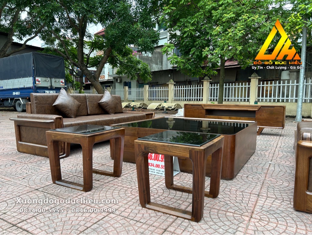 Combo Sofa Kệ Tivi gỗ óc chó(Lào Cai)