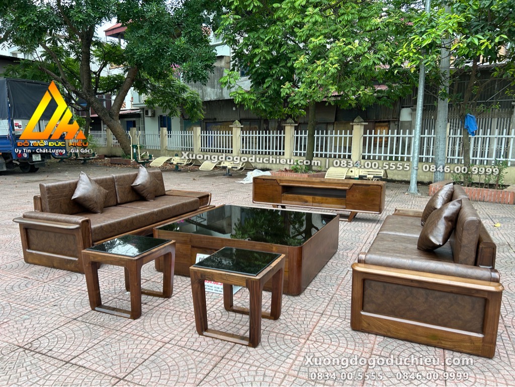 Combo Sofa Kệ Tivi gỗ óc chó(Lào Cai)