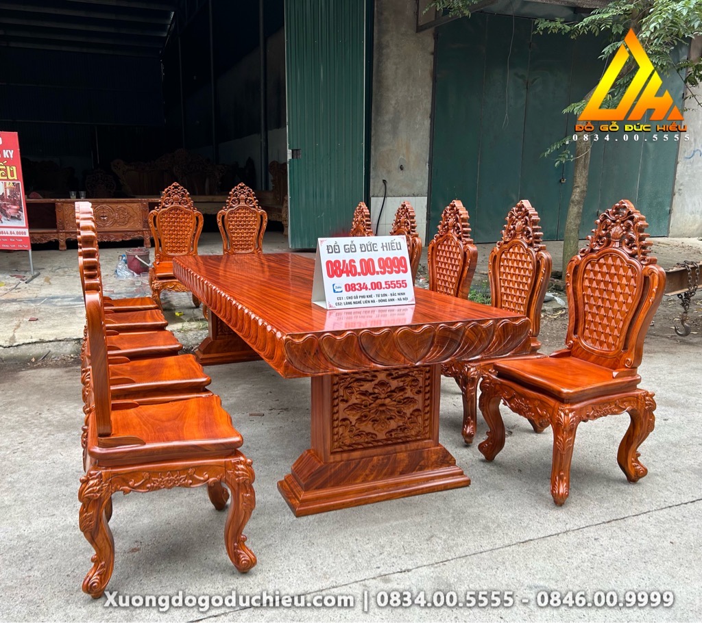 Bộ Bàn Ăn 12 Ghế 3m2 x 1m (Nguyên Khối bán về Nam Định)
