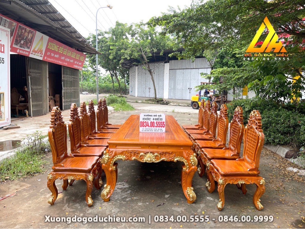 Bàn Ăn Dát Vàng 12 Ghế Louis(Bán về Thanh Hoá)