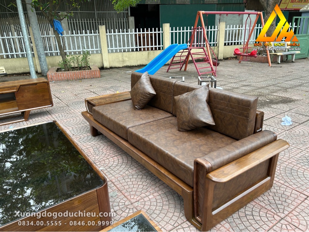Combo Sofa Kệ Tivi gỗ óc chó(Lào Cai)