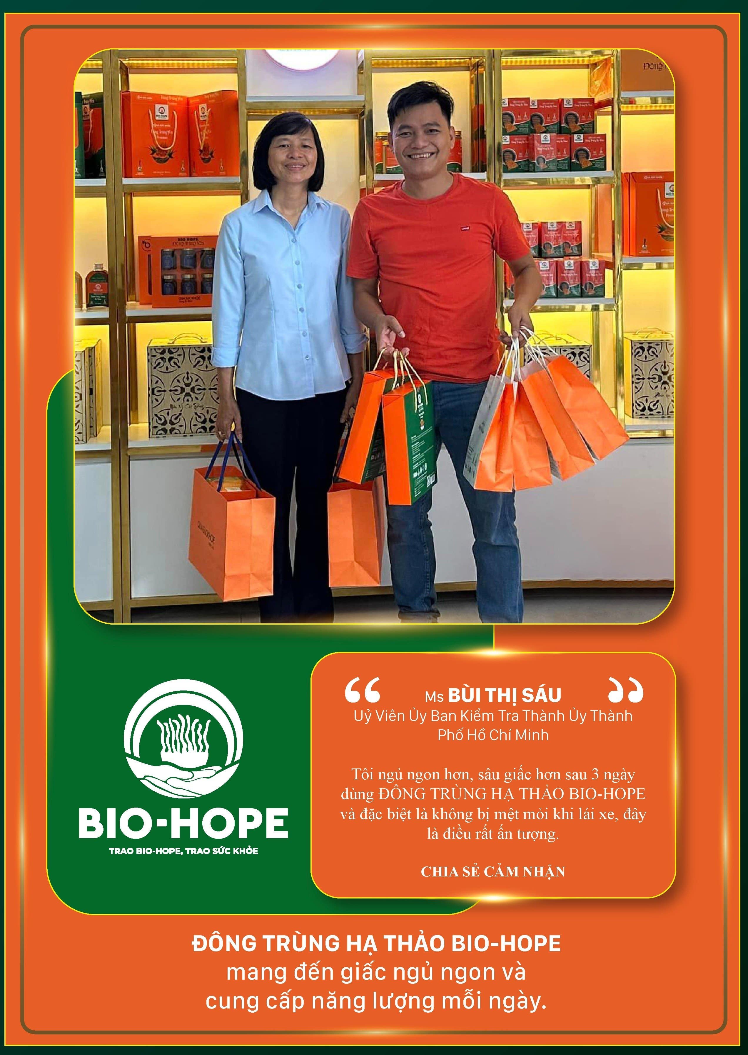 Chị BÙI THỊ SÁU - ỦY VIÊN ỦY BAN KIỂM TRA THÀNH ỦY  TP. HỒ CHÍ MINH chia sẻ cảm nhận sau khi sử dụng Đông Trùng Hạ Thảo BIO-HOPE
