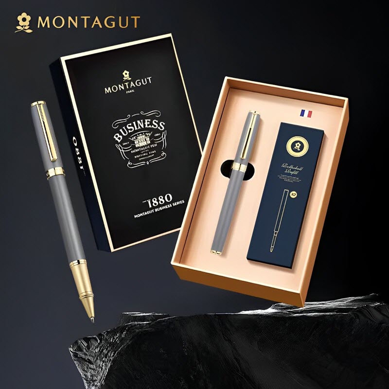 Bút Montagut màu bạc MT066 khắc tên theo yêu cầu