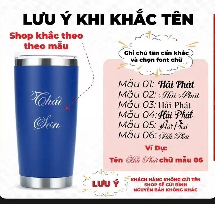 Dịch vụ khắc laser bình giữ nhiệt theo yêu cầu
