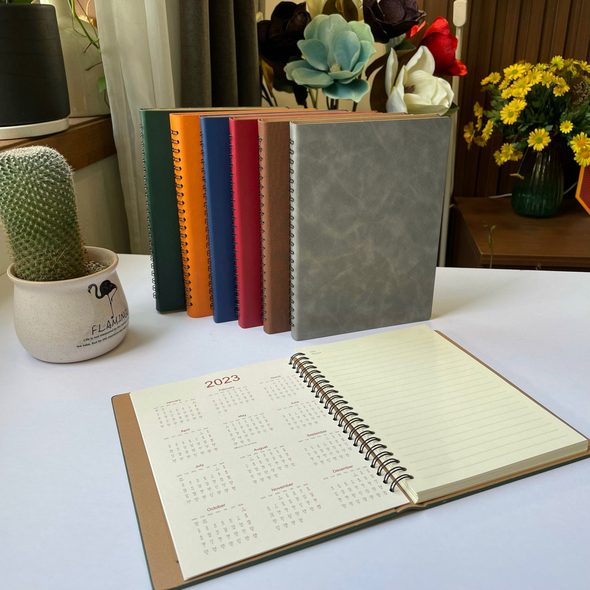 Sổ tay quà tặng gáy lò xo bìa da