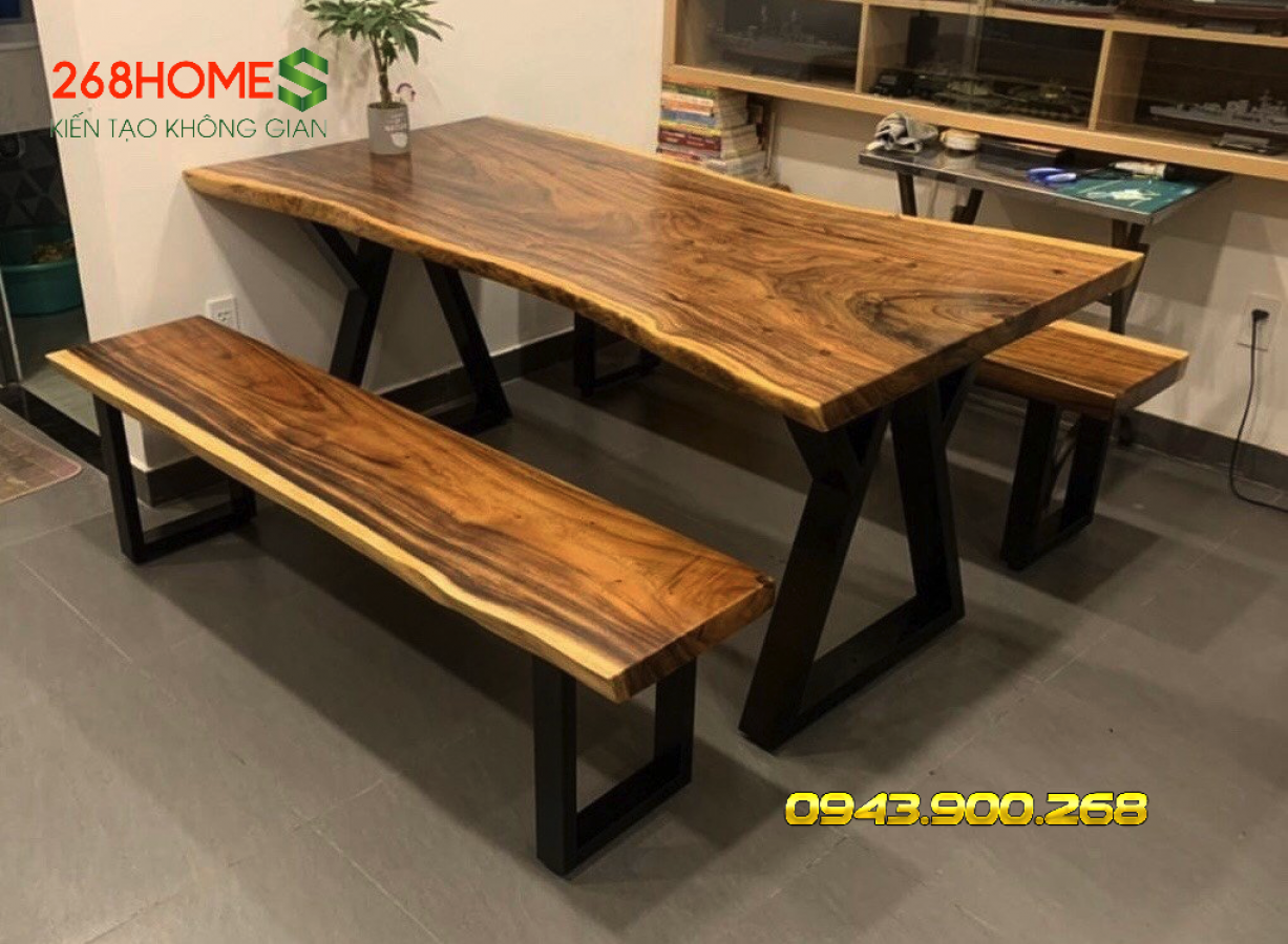 Bàn ghế gỗ nguyên khối giá rẻ HA614
