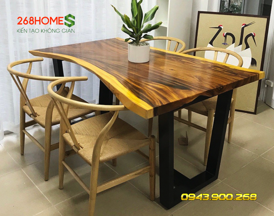 Bàn ghế gỗ nguyên khối HA615