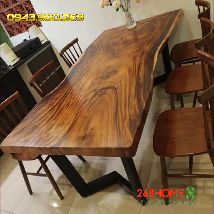 Bàn ghế gỗ nguyên khối HA616