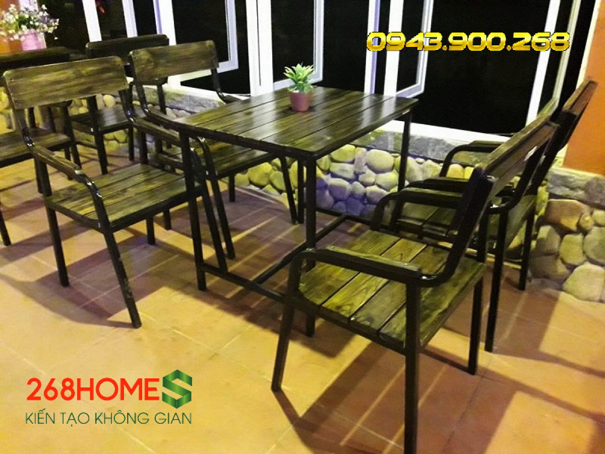 Bàn ghế khung sắt HA107